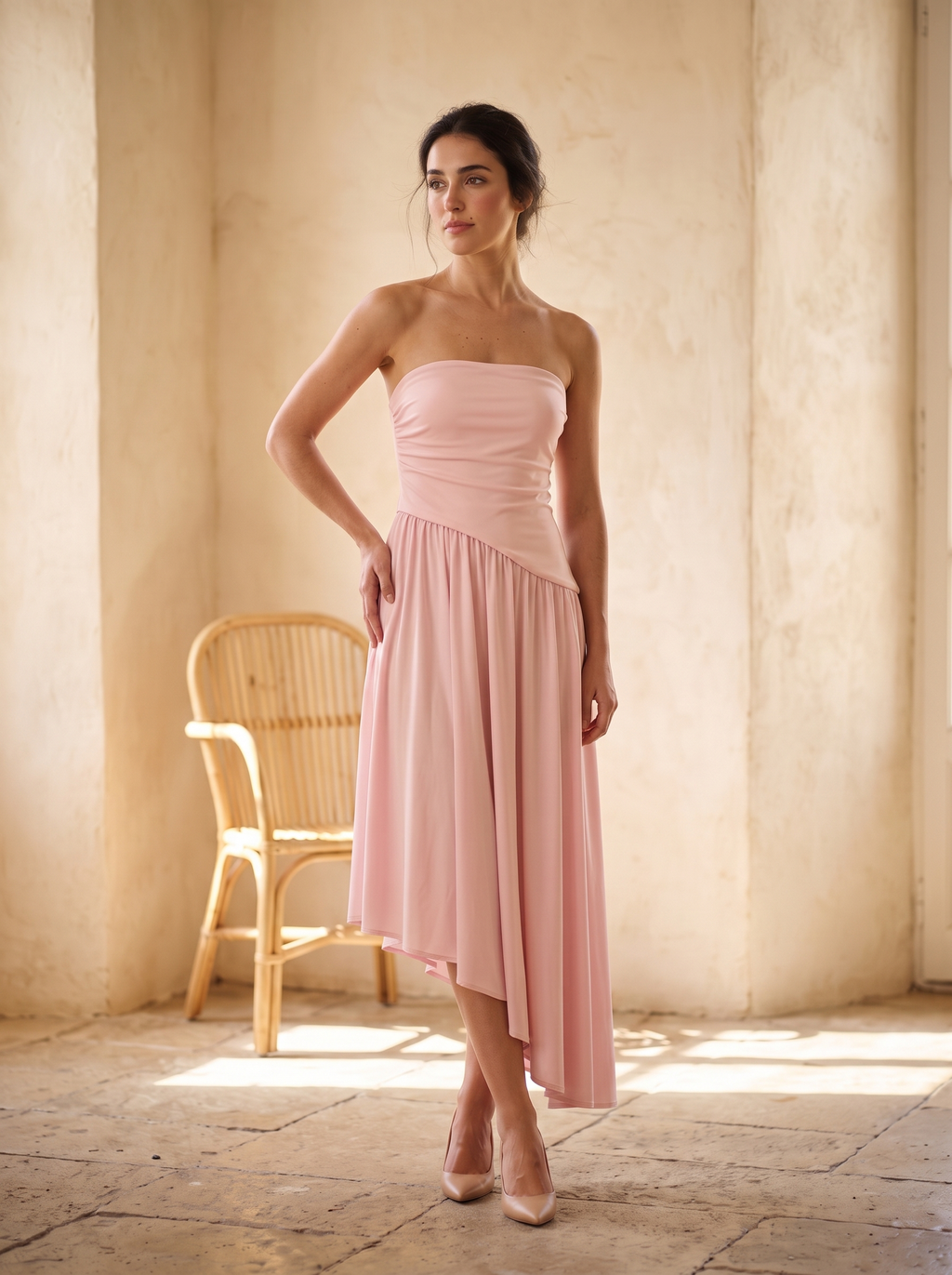 Riviera vestido rosa - tres cuartos