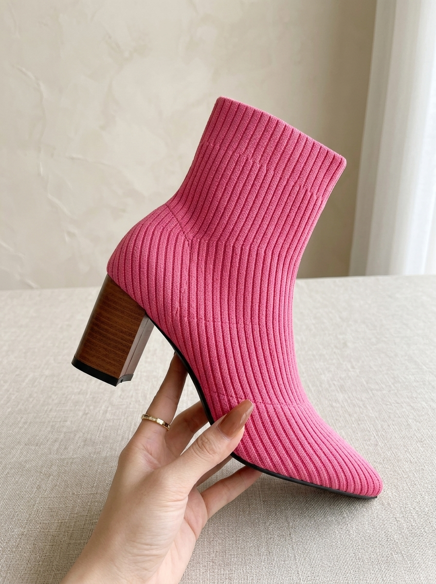 Belise Cortina · Botín Calcetín Elástico Rojo Rosa cerca