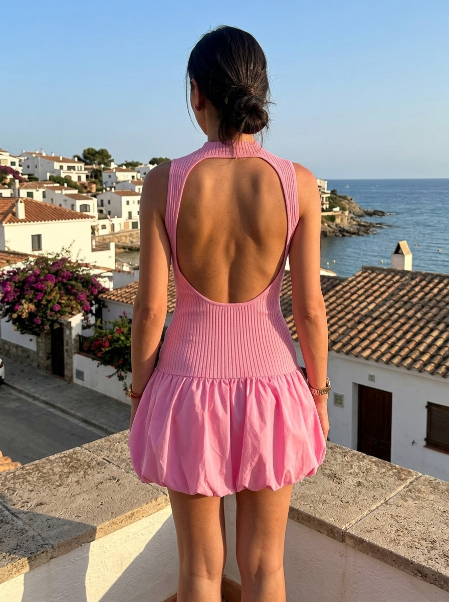 Capri vestido rosa - espalda